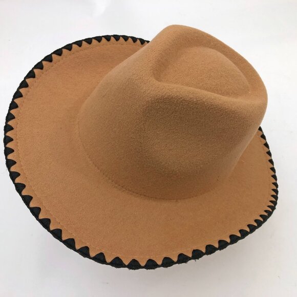 Jen & Co. Oakley Contrast Cowgirl Hat Tan with Black Trim Size Med-Large main image 5